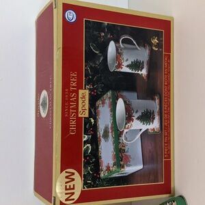Spode Mugs Christmas Tree Collectible Tin No Coasters New Macy's